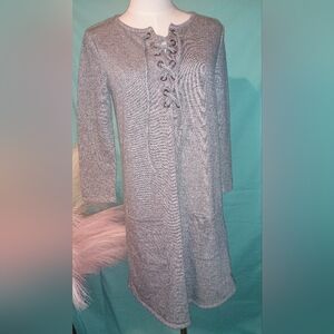 JustFab Gray Long Sleeve Dress